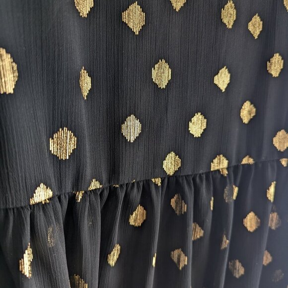 H&M Gold Dot Puff Sleeve A-Line Chiffon Dress - Picture 8 of 12